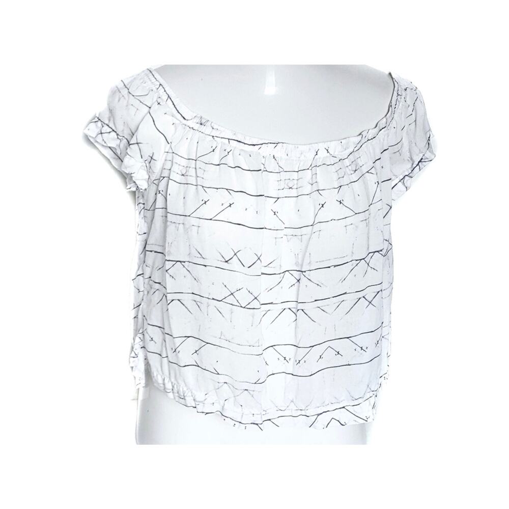 Cloth & Stone Purple White Tie-Dye Short Cap Sleeve Flowy Blouse Top L